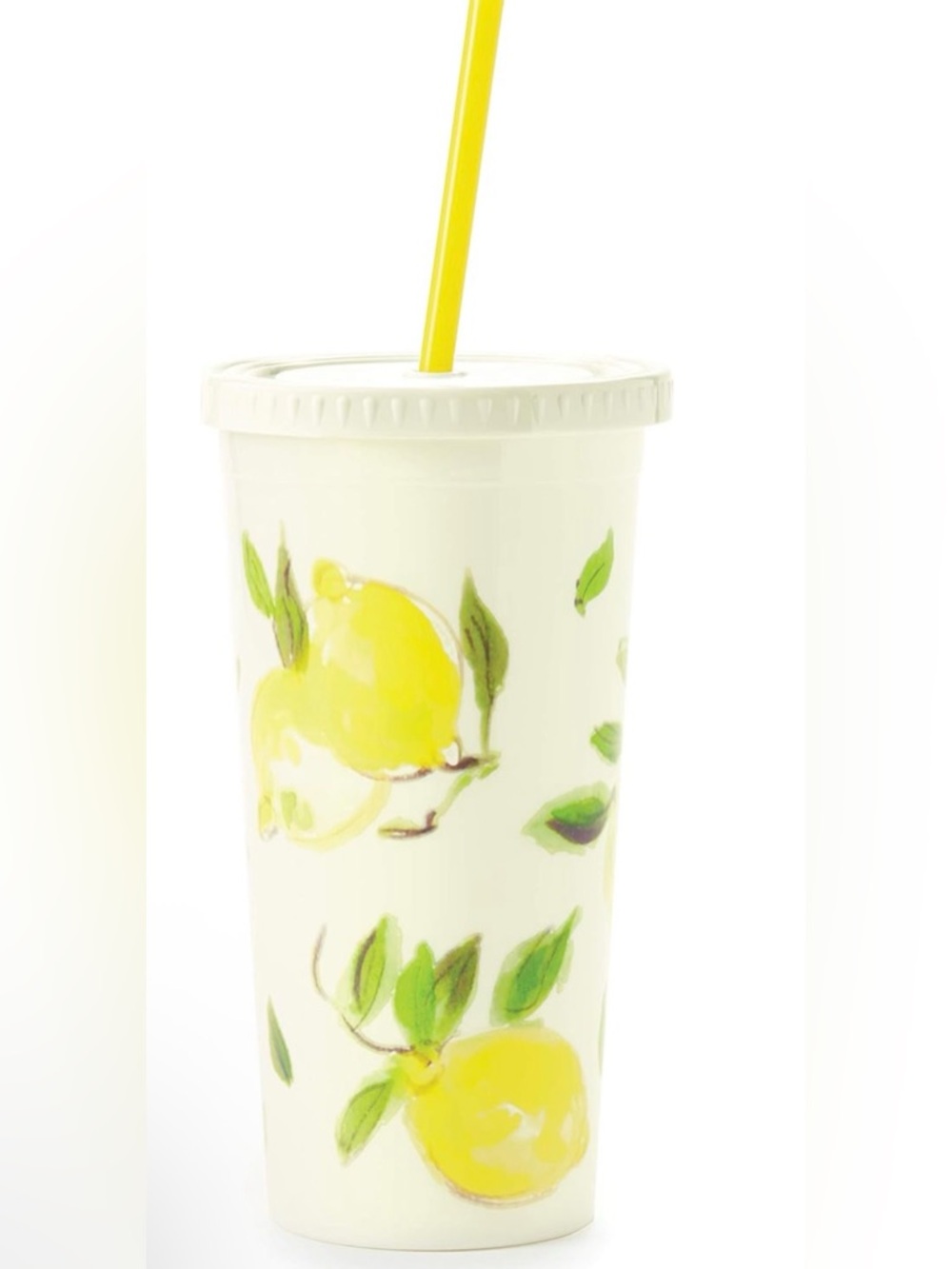 Kate Spade Lemon Print Reusable Tumbler with Yellow Straw 20oz